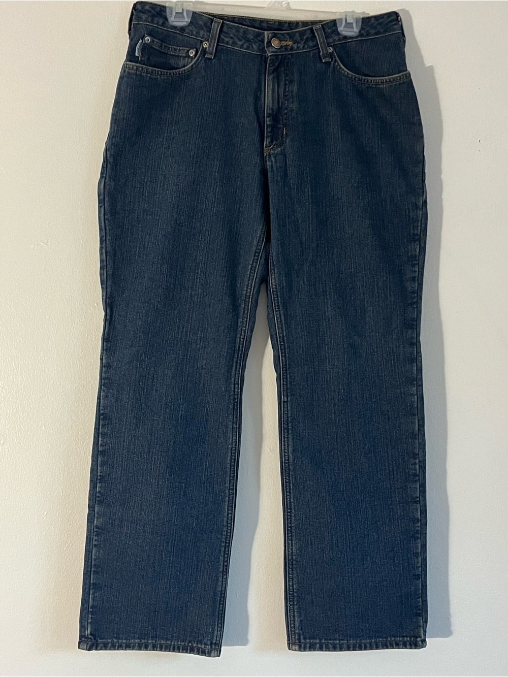 Carhartt Women's Dark Blue Cotton Flannel Lined Straight-Leg Jeans size 8
